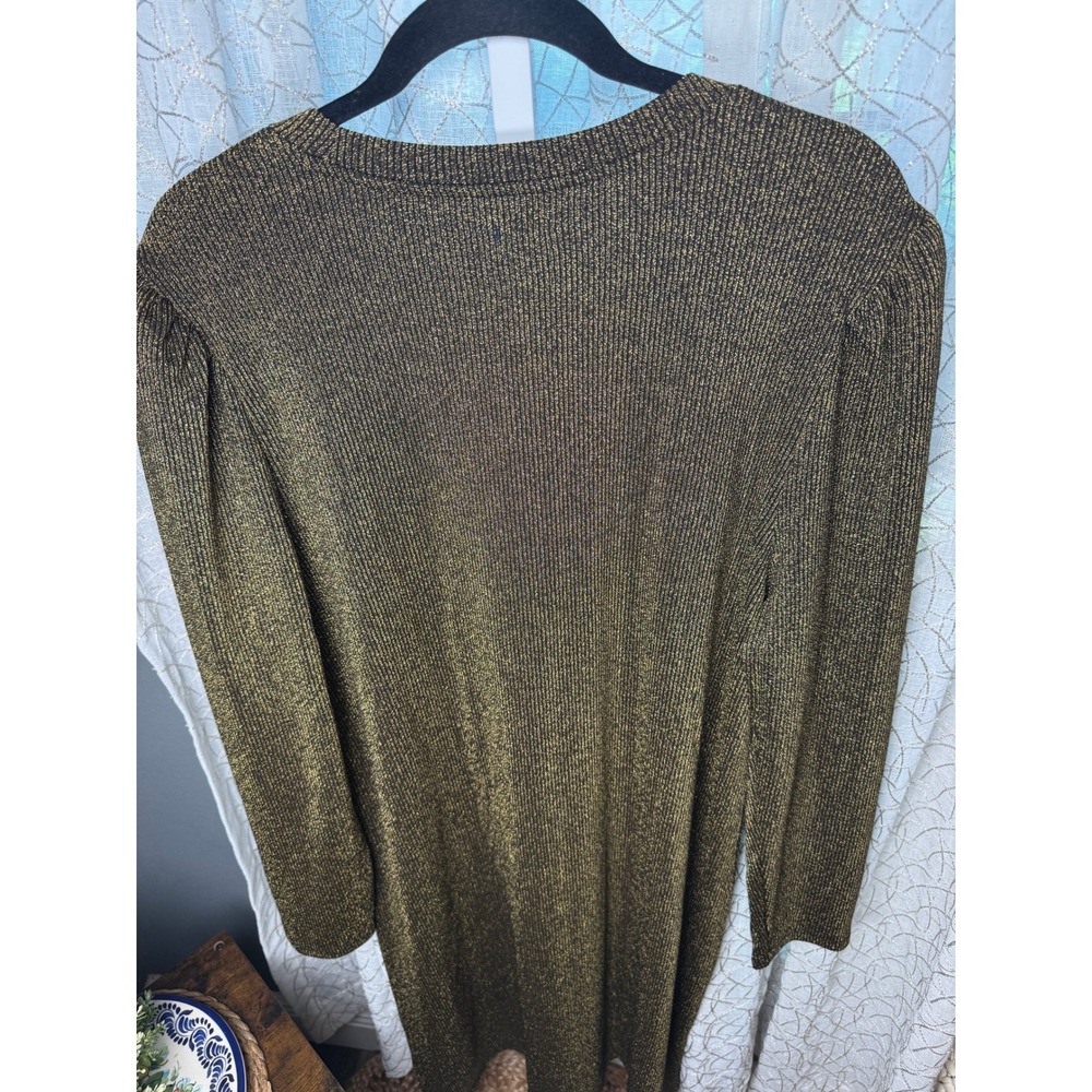Gap Metallic Gold Lurex Knit Sweater Dress Long Sleeve Midi Black XXL NWT - Picture 7 of 10